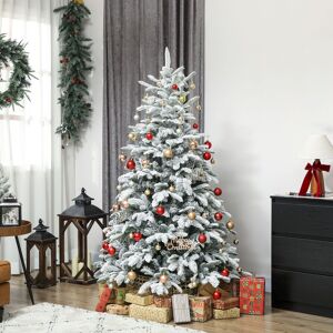 HOMCOM Artificial Flocked Christmas Tree, Hinged Xmas Tree with Branches in Green Size: 6ft Green 6ft HOMCOM Artificial Flocked Christmas Tree, Hinged Xmas Tree with Branches in Green Size: 6ft Green 6ft