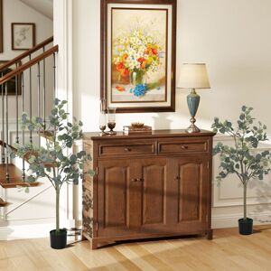 HOMCOM 2 Pack Artificial Plants, Faux Silk Eucalyptus Trees, 120cm in Green Green HOMCOM 2 Pack Artificial Plants, Faux Silk Eucalyptus Trees, 120cm in Green Green