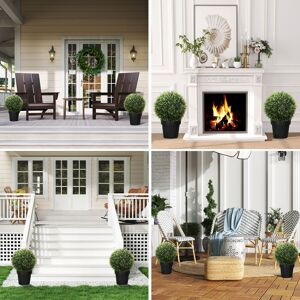 HOMCOM Set of 2 Artificial Plant Topiary Balls, Faux Plants for Decor, Green Green HOMCOM Set of 2 Artificial Plant Topiary Balls, Faux Plants for Decor, Green Green