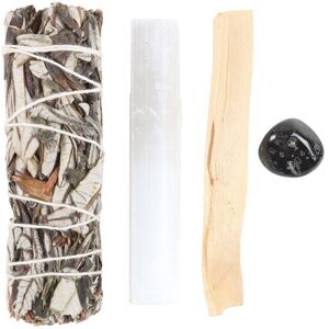 Something Different Energy Cleansing Crystal Yerba Santa Sage Smudge Kit Set in White White Something Different Energy Cleansing Crystal Yerba Santa Sage Smudge Kit Set in White White