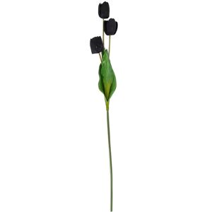Hill Interiors Tall Triple Tulip Artificial Flower in Black Black Hill Interiors Tall Triple Tulip Artificial Flower in Black Black