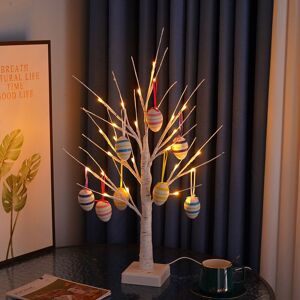 Smartbies Pre Lit Birch Easter Tree Decoration With Hanging Eggs in White Size: 100g White 100g Smartbies Pre Lit Birch Easter Tree Decoration With Hanging Eggs in White Size: 100g White 100g