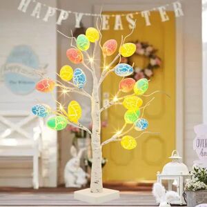 Smartbies Pre Lit Easter Tree Egg Decoration with 25 Colourful Easter Egg in White Size: 100g White 100g Smartbies Pre Lit Easter Tree Egg Decoration with 25 Colourful Easter Egg in White Size: 100g White 100g