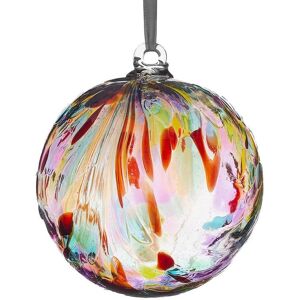 Sienna Glass 10cm Friendship Ball Feather Design Multicoloured in Red Red Sienna Glass 10cm Friendship Ball Feather Design Multicoloured in Red Red