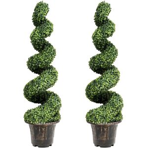Costway 2PCS 120cm Artificial Boxwood Spiral Tree Faux Tree Realistic Fake Greenery Tree in Green Green Costway 2PCS 120cm Artificial Boxwood Spiral Tree Faux Tree Realistic Fake Greenery Tree in Green Green