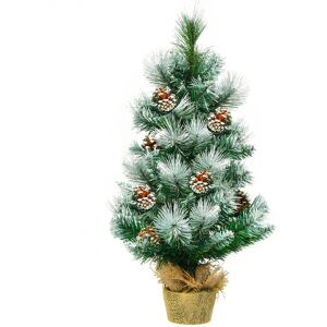 Costway 2 FT/ 60CM Snow Flocked Pine Artificial Christmas Tree Pine Cone Xmas Decoration in Green Green Costway 2 FT/ 60CM Snow Flocked Pine Artificial Christmas Tree Pine Cone Xmas Decoration in Green Green