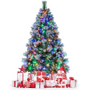 Costway 6FT Pre-Lit Artificial Christmas Tree Hinged Xmas Tree w/350 LED Lights in Green Green Costway 6FT Pre-Lit Artificial Christmas Tree Hinged Xmas Tree w/350 LED Lights in Green Green