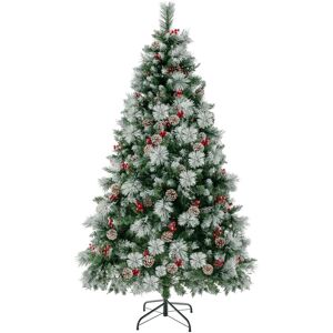 Costway 7FT Pre-Lit Artificial Christmas Tree Hinged Xmas Tree w/400 LED Lights in Green Green Costway 7FT Pre-Lit Artificial Christmas Tree Hinged Xmas Tree w/400 LED Lights in Green Green