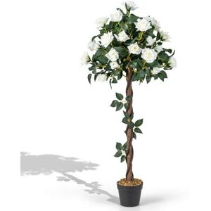 Costway Artificial Flower Tree 120 CM Faux Floral Plant Blooming Rose Tree Porch Decor in Green Green Costway Artificial Flower Tree 120 CM Faux Floral Plant Blooming Rose Tree Porch Decor in Green Green