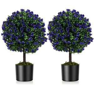 Gymax Set of 2 Artificial Purple Rose Topiary Ball Trees With Cement-Filled Pot Purple Gymax Set of 2 Artificial Purple Rose Topiary Ball Trees With Cement-Filled Pot Purple