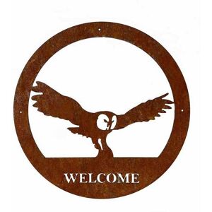 Poppy Forge Owl Welcome Wall Art - Large - Steel - W49.5 x H49.5 cm - BM/RtR in Brown Brown Poppy Forge Owl Welcome Wall Art - Large - Steel - W49.5 x H49.5 cm - BM/RtR in Brown Brown