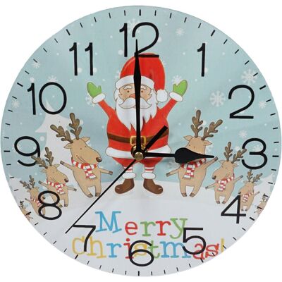 Netagon Christmas Reindeer & Santa Design Festive Battery Operated Wall Clock in Red Red Netagon Christmas Reindeer & Santa Design Festive Battery Operated Wall Clock in Red Red
