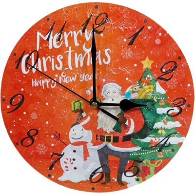 Netagon Christmas Snowman & Santa Design Festive Battery Operated Wall Clock in Red Red Netagon Christmas Snowman & Santa Design Festive Battery Operated Wall Clock in Red Red