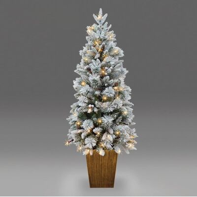 Shatchi Pre Lit Potted Snow Flocked Christmas Tree with Pine Cones & Red Berries Snowy Tips 80-100 Warm White LED Lights Size: 4ft White 4ft Shatchi Pre Lit Potted Snow Flocked Christmas Tree with Pine Cones & Red Berries Snowy Tips 80-100 Warm White LED Lights Size: 4ft White 4ft