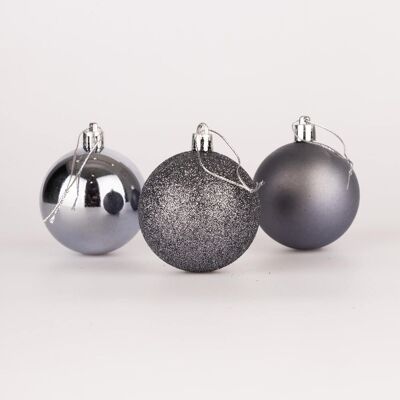 SHATCHI - 24Pcs 50mm - Dark Grey - Shatterproof Baubles SHATCHI - 24Pcs 50mm - Dark Grey - Shatterproof Baubles
