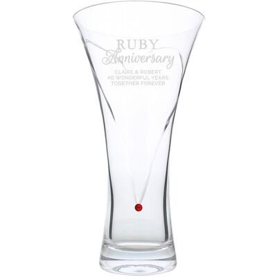 Personalised Memento Company Personalised Ruby Anniversary Large Hand Cut Diamond Effect Heart Vase in Clear Clear Personalised Memento Company Personalised Ruby Anniversary Large Hand Cut Diamond Effect Heart Vase in Clear Clear