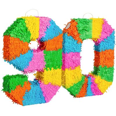 Fax Potato 2pc 90th Birthday Pinata & Blindfold Set - Multi Multicolor Fax Potato 2pc 90th Birthday Pinata & Blindfold Set - Multi Multicolor