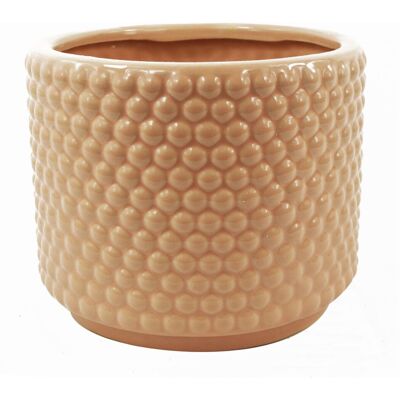 Leaf Dusty Pink Peach Raised Dots Ceramic Plant Pot - Indoor Leaf Dusty Pink Peach Raised Dots Ceramic Plant Pot - Indoor