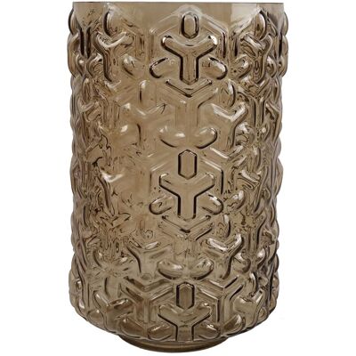 Leaf 29cm Embossed Chestnut Glass Vase - Vase Leaf 29cm Embossed Chestnut Glass Vase - Vase