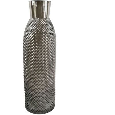 Leaf 50cm Smoke Grey Diamond Tall Glass Vase - Vase Leaf 50cm Smoke Grey Diamond Tall Glass Vase - Vase