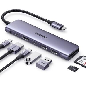 Ugreen USB C 7-in-1 CM512 Hub Computer Adapter in Silver Silver Ugreen USB C 7-in-1 CM512 Hub Computer Adapter in Silver Silver