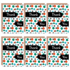 Artery8 Thank You Cards - Polka Dot Green Blue Orange Kids Set Blank Greeting Cards With Envelopes Pack of 6