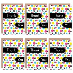 Artery8 Thank You Cards - Polka Dot Yellow Pink Blue Kids Set Blank Greeting Cards With Envelopes Pack of 6