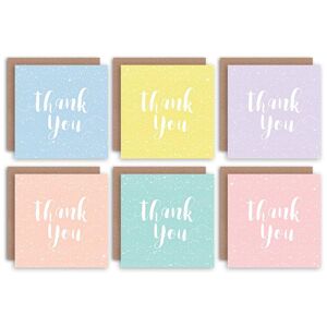 Artery8 Thank You Cards Pastel Pale Stars Multicoloured Blank Greeting Cards With Envelopes Pack of 6