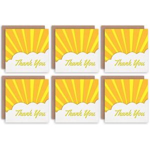 Artery8 Thank You Cards - Sunshine Yellow Bright Set Blank Blank Greeting Cards With Envelopes Pack of 6