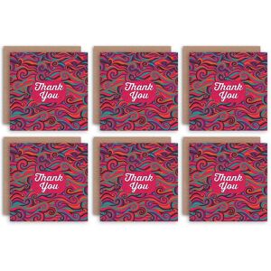 Artery8 Thank You Cards Swirly Pattern Multicoloured Funcky Set Blank Greeting Cards With Envelopes Pack of 6