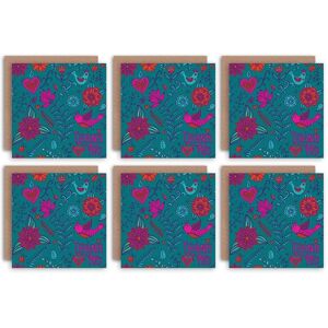 Artery8 Thank You Cards Hearts Birds Flowers Floral Pattern Set Blank Greeting Cards With Envelopes Pack of 6