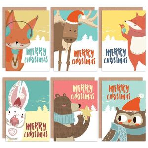 Artery8 Christmas Cards Cute Baby Winter Animals Kids Set Blank Greeting Cards With Envelopes Pack of 6