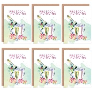 Artery8 Christmas Cards Prosecco Funny Booze Tipsy Coo Set Xmas Blank Greeting Cards With Envelopes Pack of 6