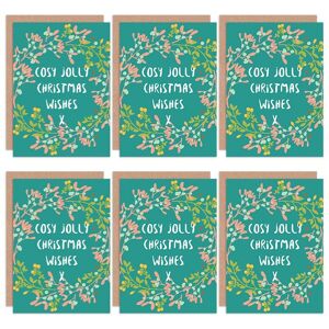 Artery8 Christmas Cards - Cosy Jolly Wishes Mistletoe Set Xmas Blank Greeting Cards With Envelopes Pack of 6