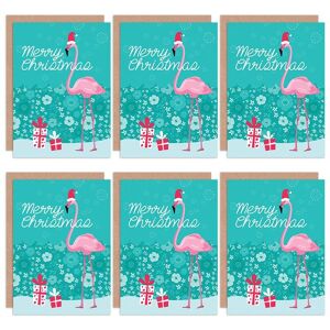 Artery8 Christmas Cards - Flamingo Merry Christmas Set Blank Greeting Cards With Envelopes Pack of 6