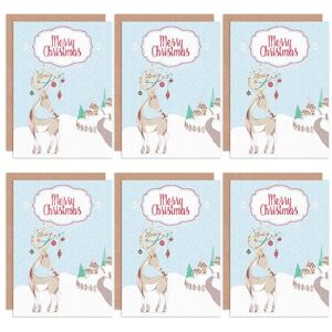 Artery8 Christmas Cards Cute Reindeer Robin Winter Scene Set Xmas Blank Greeting Cards With Envelopes Pack of 6