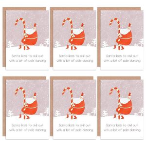 Artery8 Christmas Cards Funny Christmas Santa Pole Dancing Set Blank Greeting Cards With Envelopes Pack of 6
