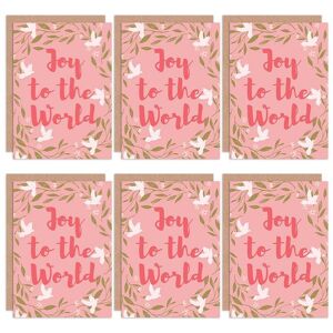 Artery8 Christmas Cards - Doves Mistletoe Joy To World Set Xmas Blank Greeting Cards With Envelopes Pack of 6