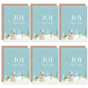 Artery8 Christmas Cards Cute Rabbit Family Joy To You Festive Set Xmas Greeting Cards With Envelopes Pack of 6