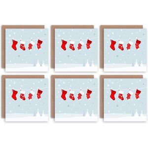 Artery8 Christmas Cards - Cute Christmas Stocking Kids Set Xmas Blank Greeting Cards With Envelopes Pack of 6