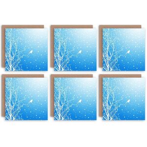 Artery8 Christmas Cards Bird Winter Snow Trees Set Blank Xmas Blank Greeting Cards With Envelopes Pack of 6