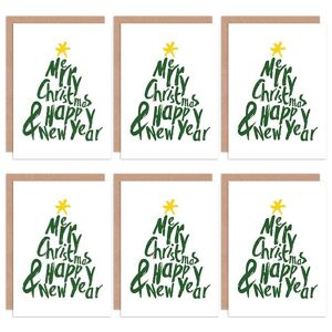 Artery8 Christmas Cards Merry Christmas Happy New Year Tree Set Xmas Blank Greeting Cards With Envelopes Pack of 6