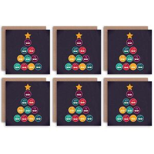 Artery8 Christmas Cards - Moustache Tree Funny Hipster Set Xmas Blank Greeting Cards With Envelopes Pack of 6