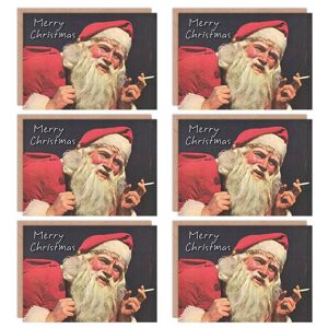 Artery8 Christmas Cards Funny Santa Smoking Merry Christmas Set Xmas Blank Greeting Cards With Envelopes Pack of 6