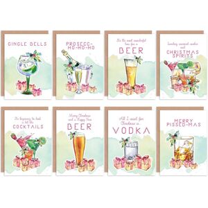 Artery8 Boozey Christmas Drinks Xmas Card Pack Blank Greeting Cards With Envelopes Pack of 8