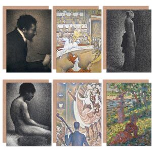 Artery8 Georges Seurat Woman Park Portrait Bow Circus Fine Art Greeting Card Pack of 6