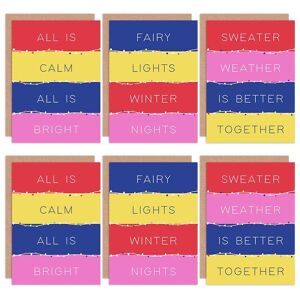 Artery8 Christmas Stripes Winter Season Bold Blank Greeting Cards With Envelopes Pack of 6