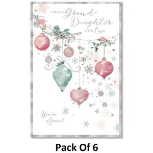 Simon Elvin Grand Daughter Bauble Christmas Card (Pack of 6) in Off-White Off-White Simon Elvin Grand Daughter Bauble Christmas Card (Pack of 6) in Off-White Off-White