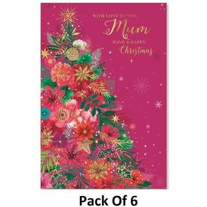 Simon Elvin Mum Traditional Christmas Card (Pack of 6) in Pink Pink Simon Elvin Mum Traditional Christmas Card (Pack of 6) in Pink Pink