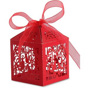 Neel Blue Candy Gift Favour Boxes with Organza Ribbon, 50pcs in Red Red Neel Blue Candy Gift Favour Boxes with Organza Ribbon, 50pcs in Red Red